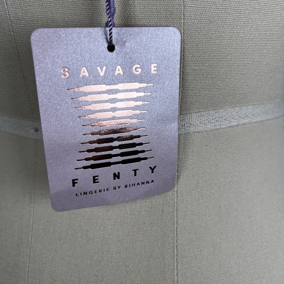 NEW! Savage X Fenty Womens 1X Cotton Essentials Bralette Neon Green Paisley Lace - Picture 6 of 11